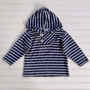 HANNA ANDERSSON EUC 100% Cotton Thick Navy Nautical Sweatshirt Hoodie